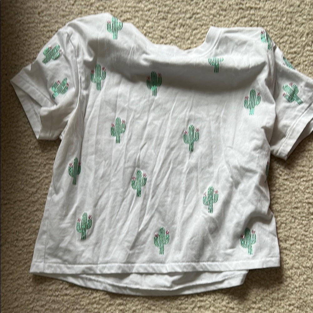 Wild fox Cactus Print White T-Shirt